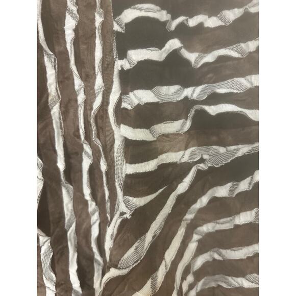 FRANK LYMAN DESIGN Brown and White Striped Textured Open Front Cardigan Size 10 - Picture 4 of 9